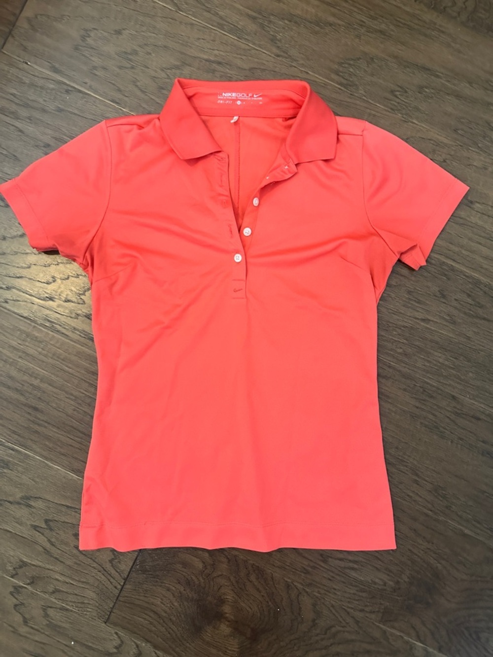 Nike Women’s S Coral Dri-Fit Button Collar Golf Short Sleeve Polo - Picture 2 of 8